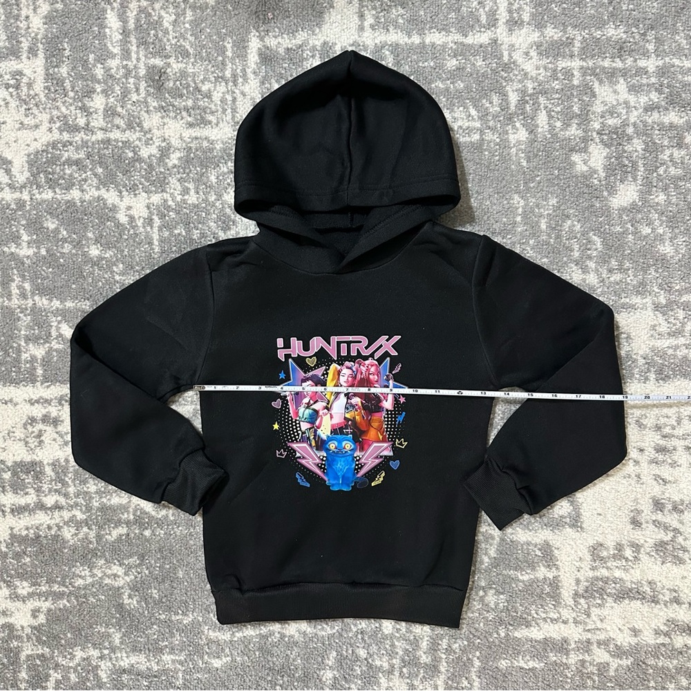 Kpop Demon Hunters Pullover Hoodie Kids Sweatshirt Girl Boy, Black, 120, Age 5-6 - Picture 3 of 4